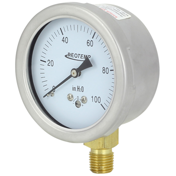 Manómetro De Baja Presión De Acero Inoxidable Con Conexión Bronce Dial 2.5"